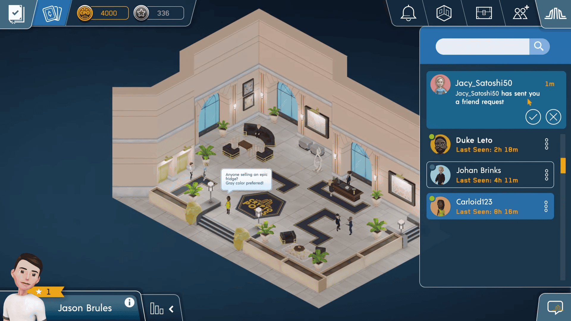 Cryptopolis es un juego social NFT en línea en el que puedes construir tu apartamento con elementos NFT, socializar con amigos y jugar minijuegos.